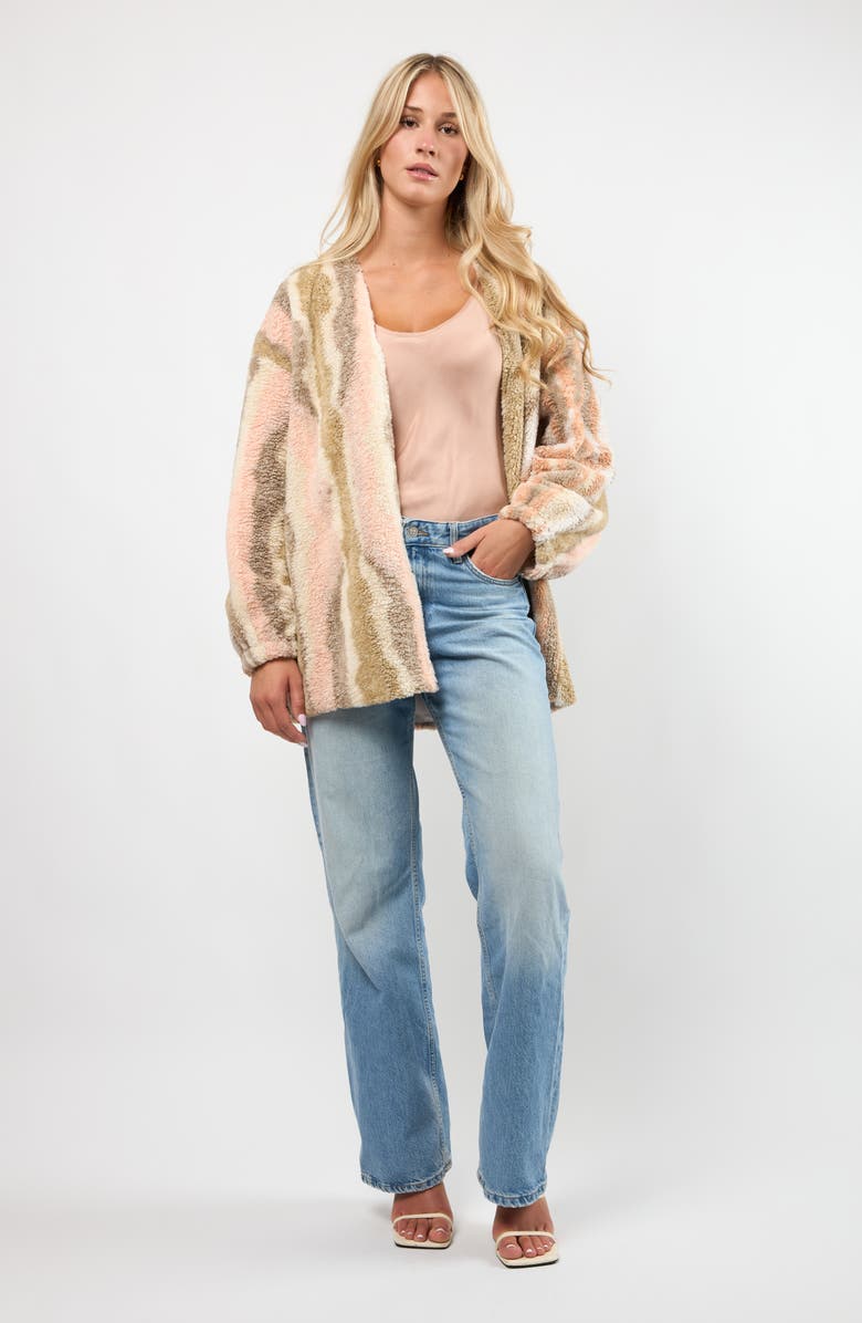 Viens Avec Moi Driftwood High Pile Fleece Jacket, Alternate, color, Blush