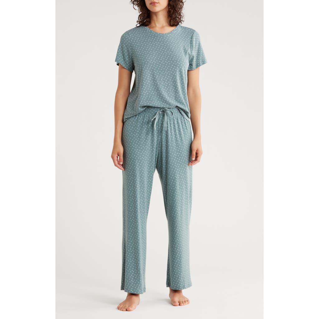 Calvin Klein Soft Slumber Short Sleeve Top & Pants Pajamas In Green