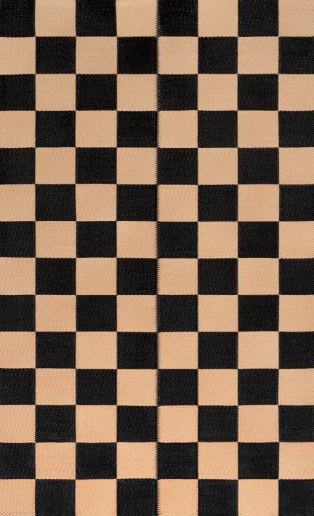 Bishop Geometric Checker Foldable Waterproof Reversible Plastic Straw Outdoor Rug