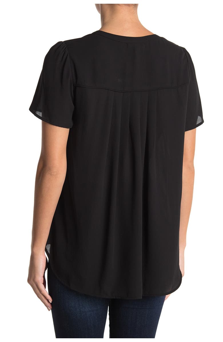 Pleione Solid Pleated Back High/Low Tunic Top, Alternate, color, 