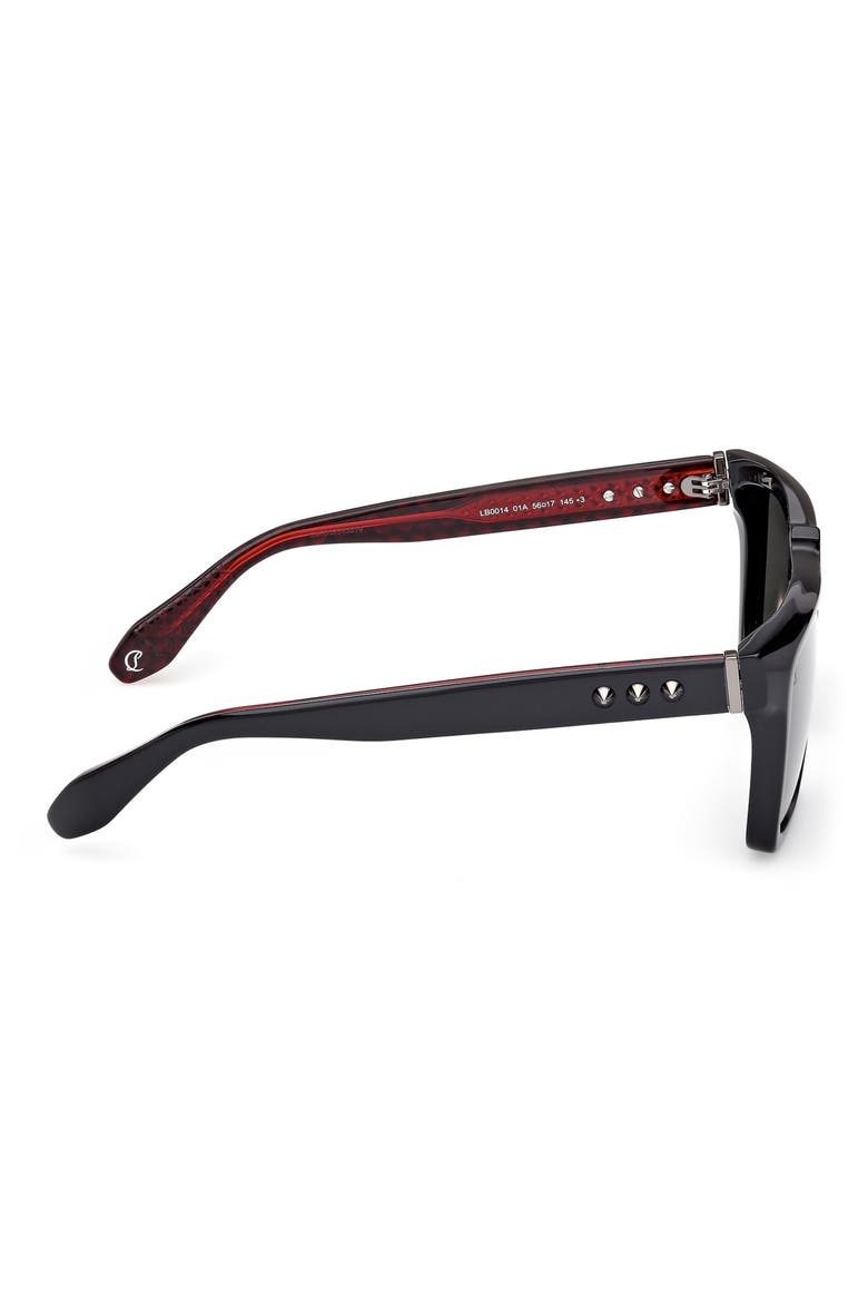 56mm Square Sunglasses, Alternate, color, BLACK / GUNMETAL / ZEISS SMOKE