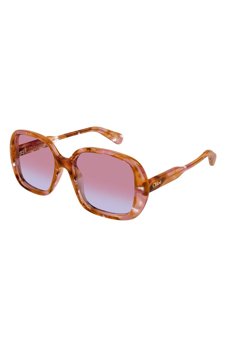 Chloé 55mm Square Sunglasses, Alternate, color, Sunrise Havana