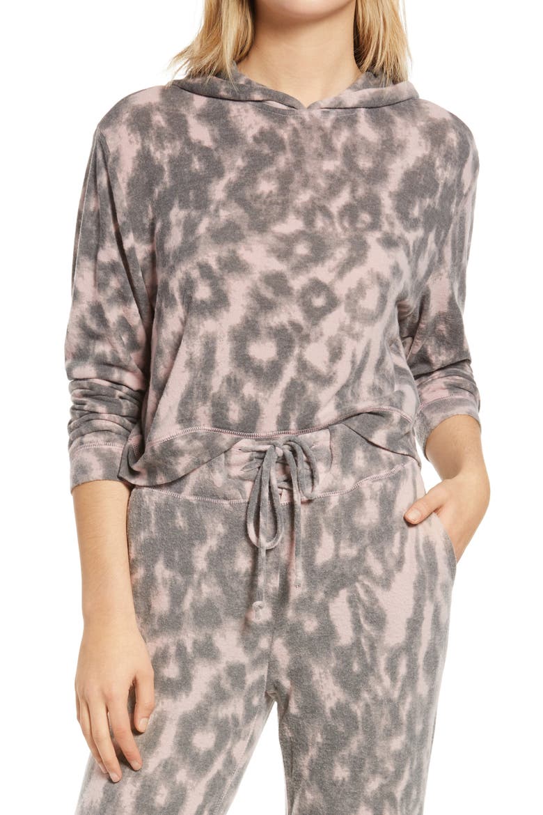 Leopard Hooded Sweatshirt, Main, color, SOFT N EASY