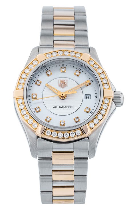Tag Heuer Preowned 2019 Aquaracer Diamond Two-Tone Bracelet Watch, 27mm