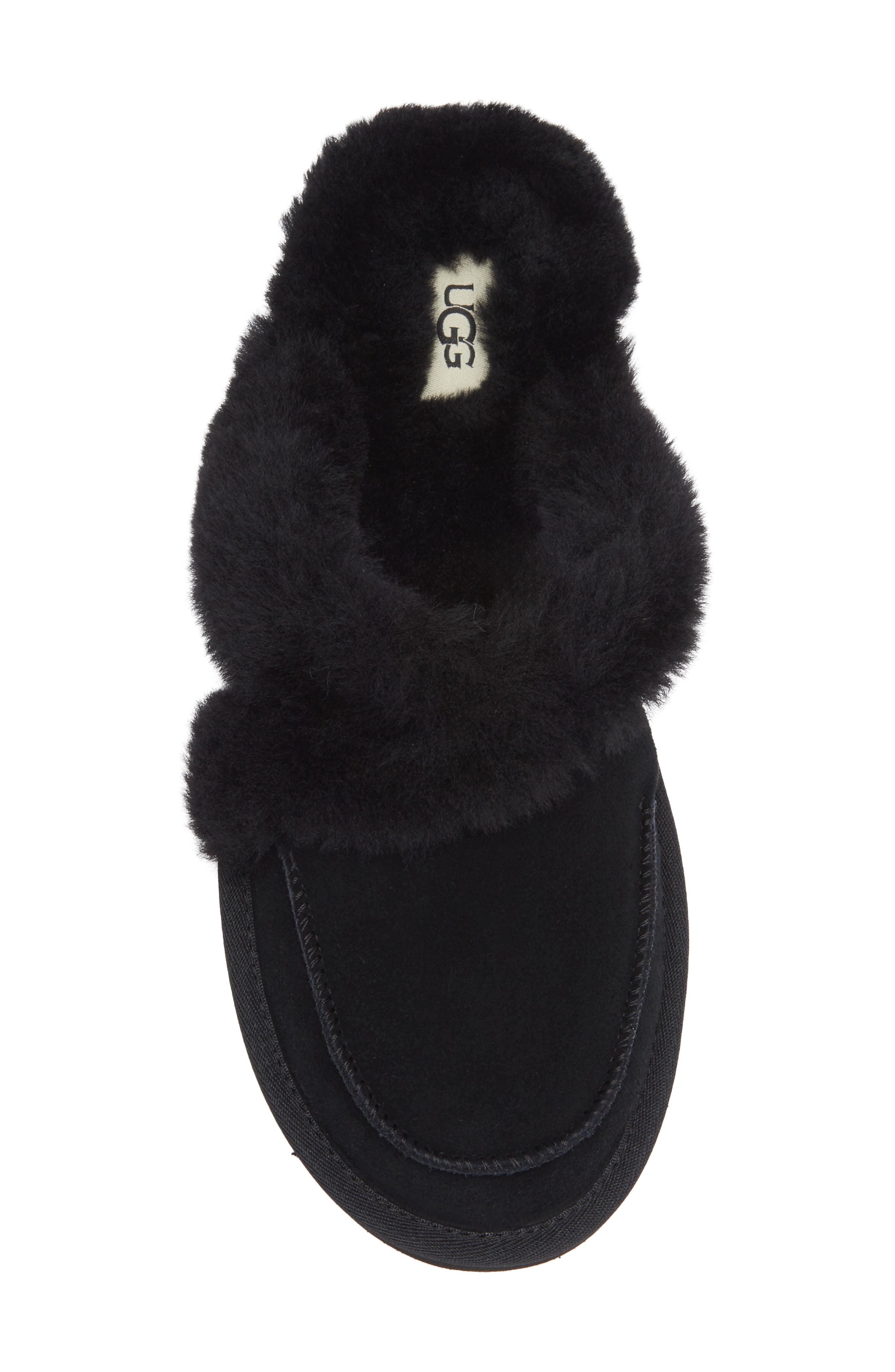 UGG<sup>®</sup> Loria Genuine Shearling Lined Slipper, Alternate, color, Black