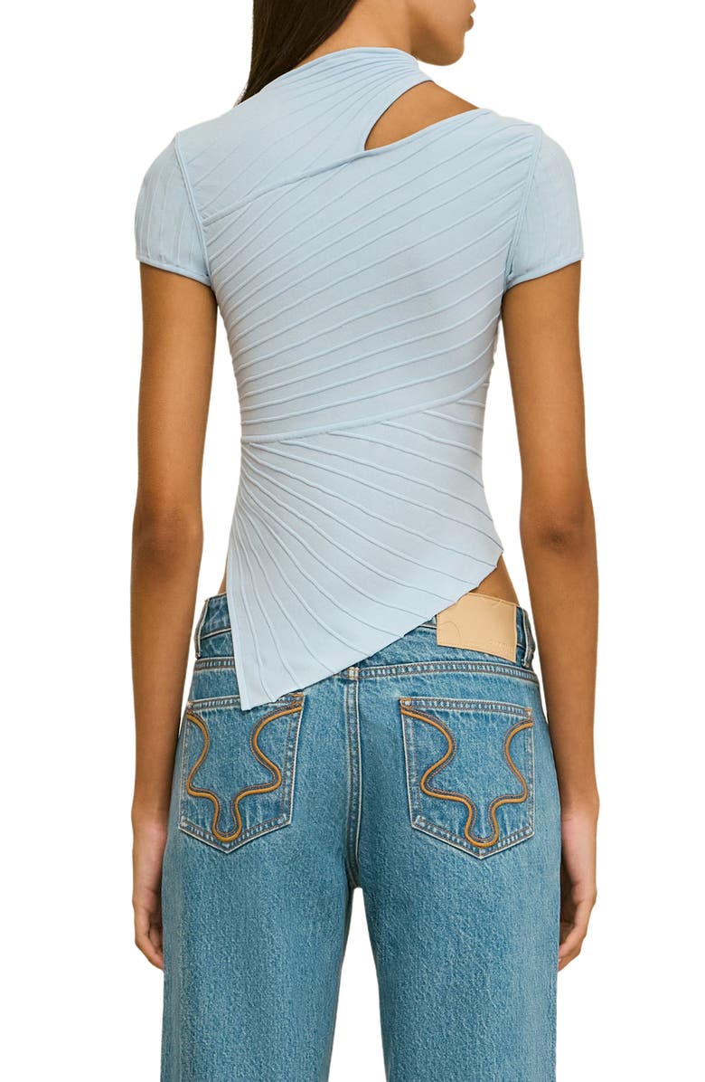 Cult Gaia Nessi Asymmetric Cutout Knit Shirt, Alternate, color, Coastal