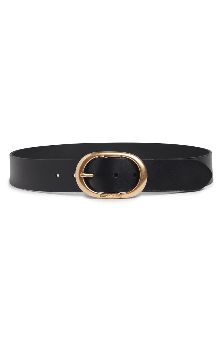 Favorite Daughter The Contour Leather Belt, Main, color, Black/Antique Brass
