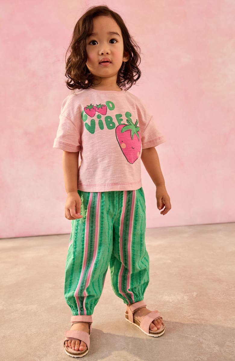 NEXT Kids' Cherry Good Vibes Cotton Graphic T-Shirt & Pants Set, Alternate, color, Green
