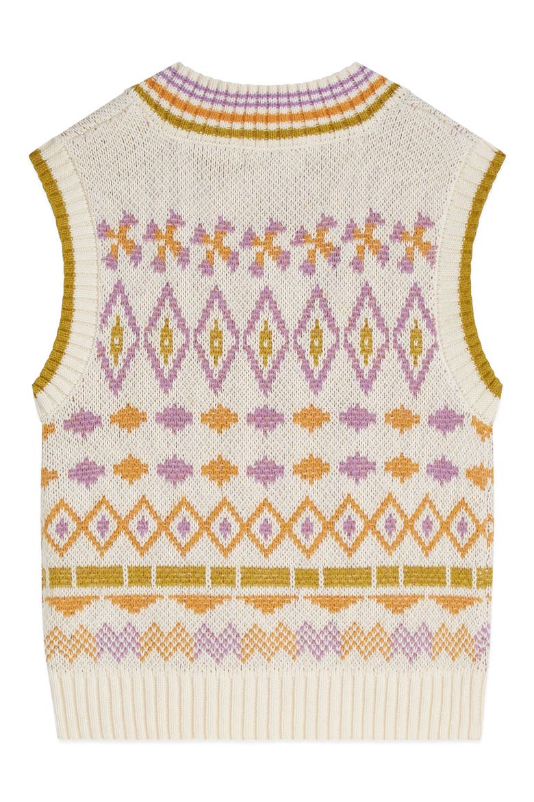 Kids' Fair Isle Sweater Vest, Alternate, color, EGGNOG / AFRICAN VIO