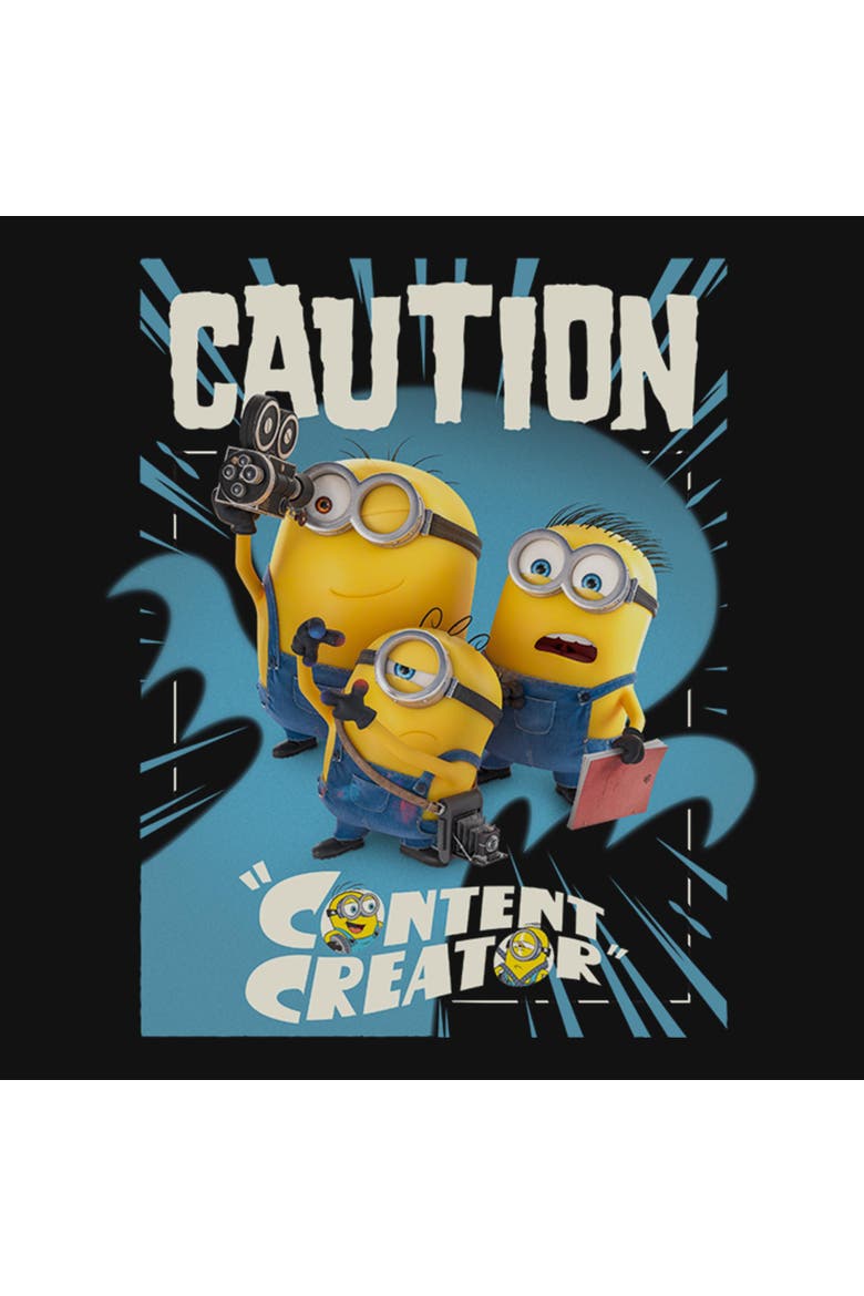 Girl's Minions & Monsters Alert Content Creator  Graphic T-Shirt, Alternate, color, Black