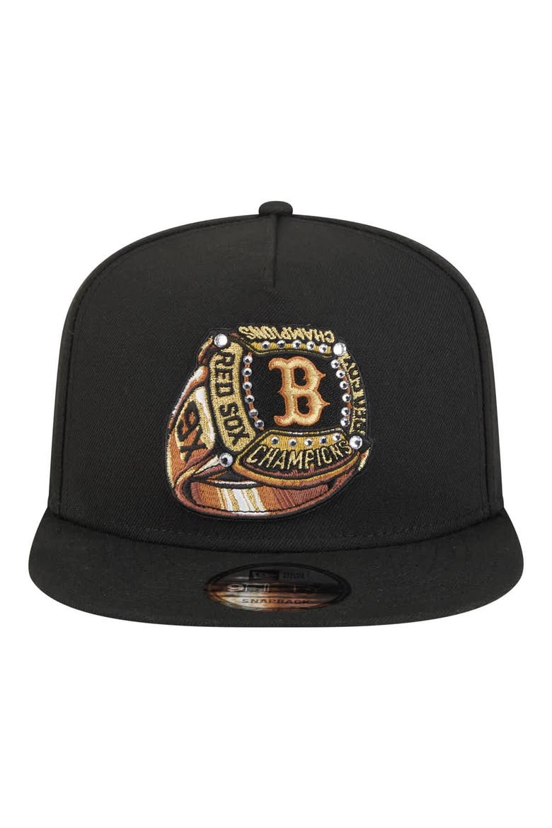 Men's New Era  Black Boston Red Sox Ring A-Frame 9FIFTY Snapback Hat, Alternate, color, Black