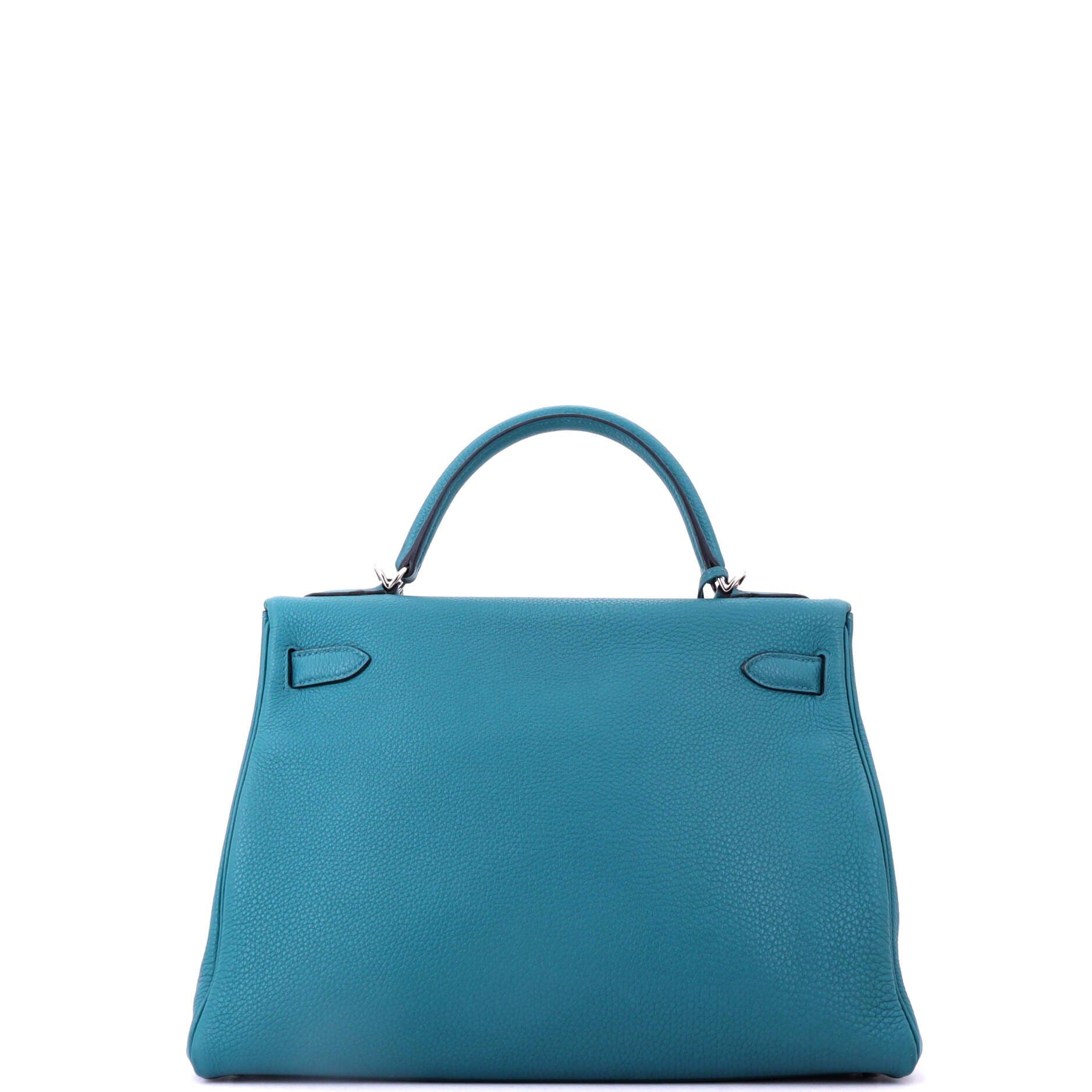 Pre-Owned Hermes Kelly Handbag Blue Togo with Palladium Hardware 32, Alternate, color, Bleu Izmir