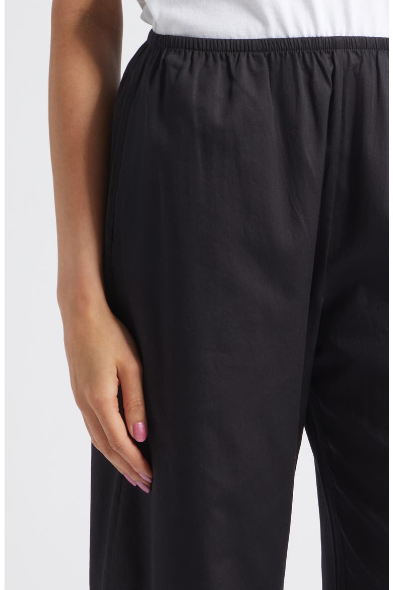 Yoko Lace Hem Crop Cotton Pants, Alternate, color, BLACK