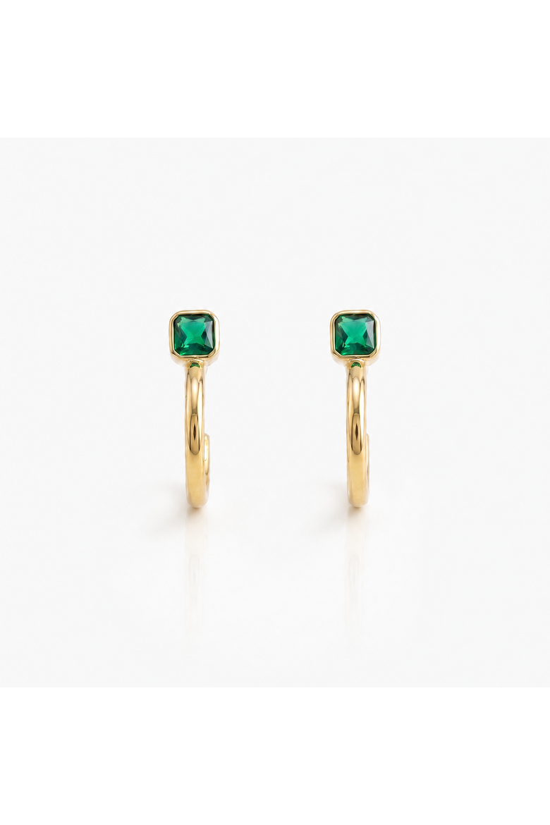 The Neve Huggie Hoop Earrings, Alternate, color, Gold/Emerald CZ