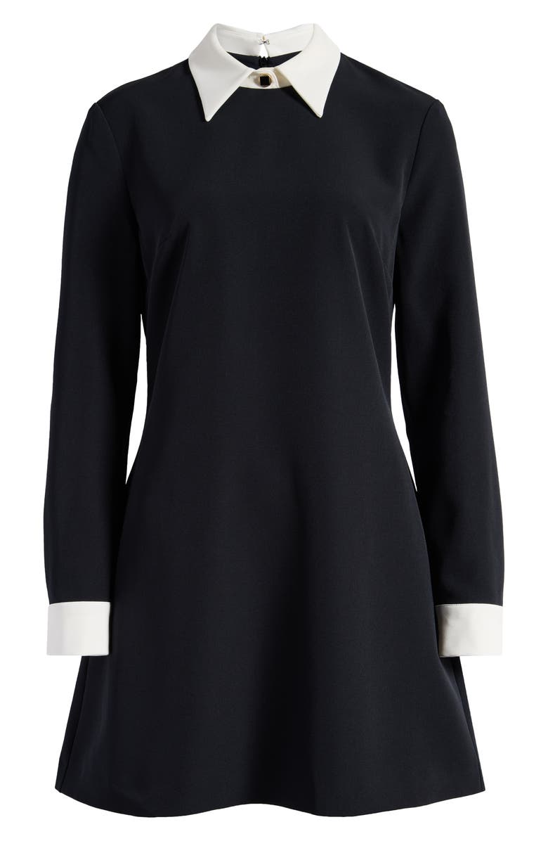 French Connection Echo Collared Long Sleeve Shift Dress, Alternate, color, Black