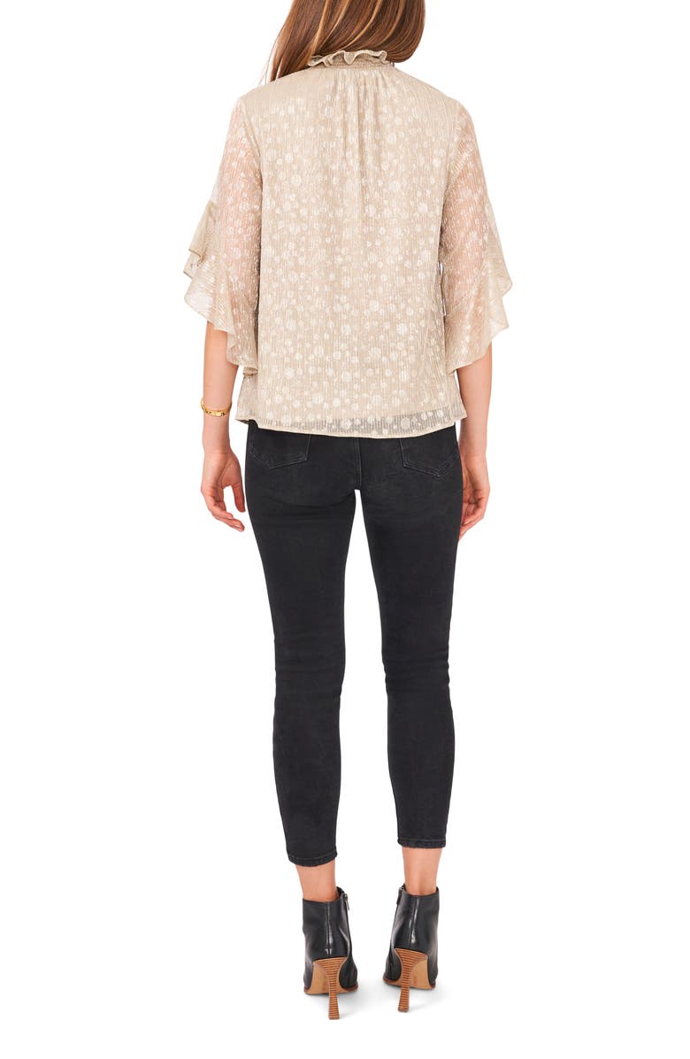 Vince Camuto Metallic Flutter Sleeve Blouse, Alternate, color,
