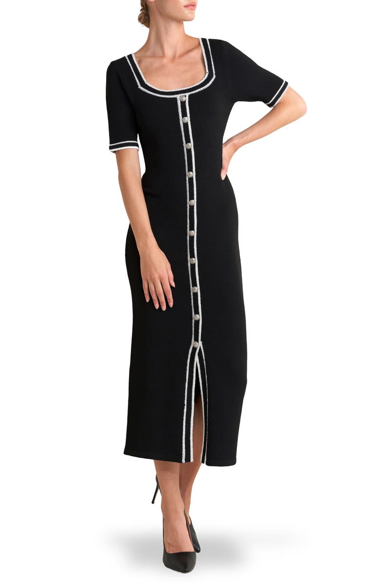 FREEMARKET Knit Midi Dress, Main, color, Black/ White