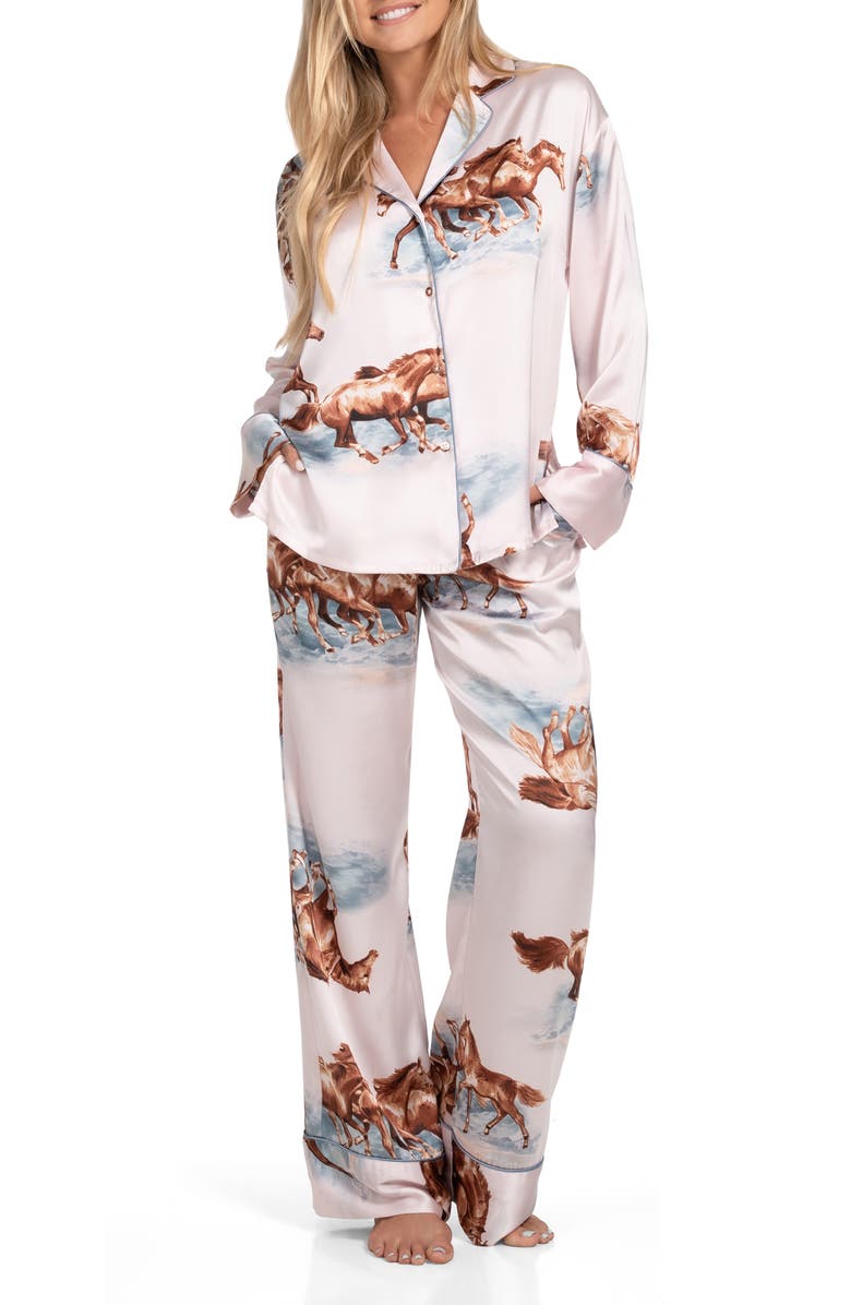Midnight Bakery Wild Horses Satin Pajamas, Alternate, color,