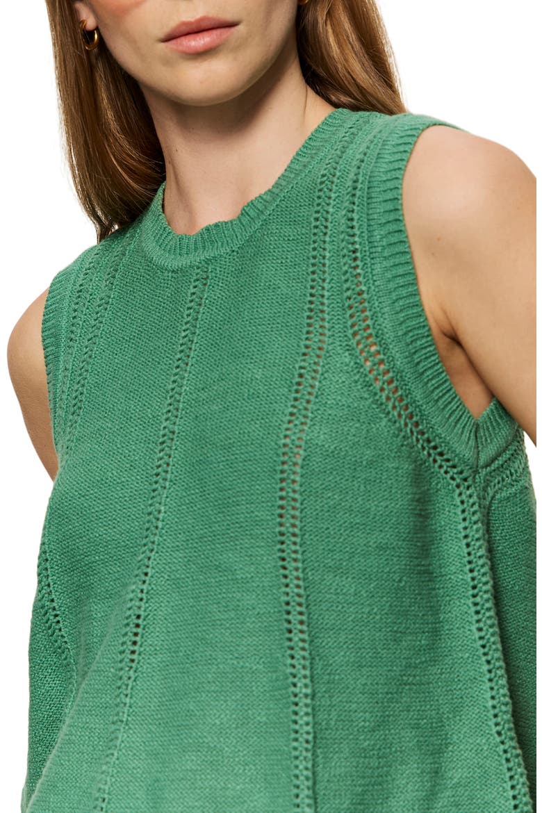 Easy Pointelle Knit Sleeveless Top, Alternate, color, GREEN JUICE