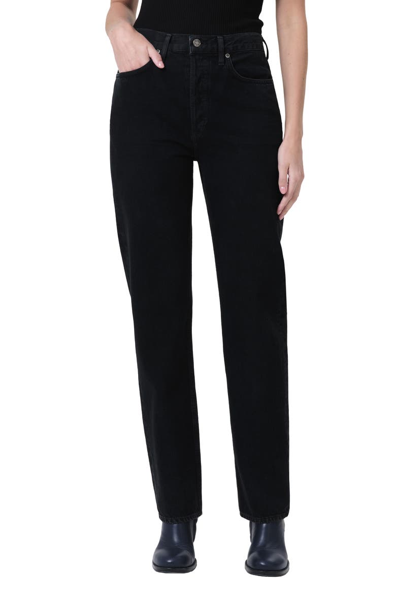 '90s Pinch Waist High Waist Straight Leg Jeans, Main, color, CRUSHED