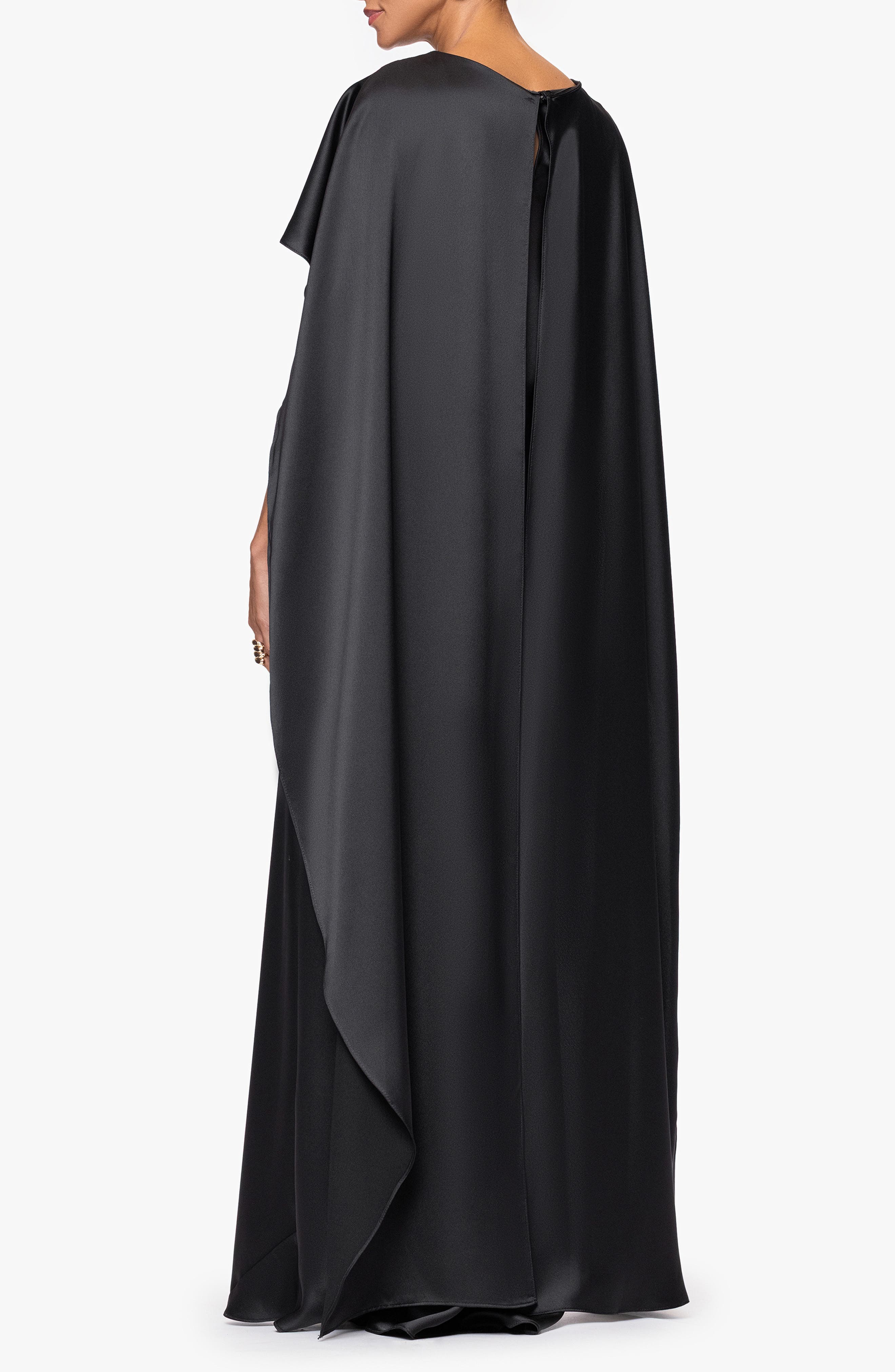 Cape Overlay Satin Gown - image 2