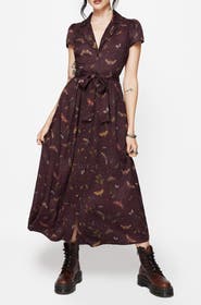 Disturbia Celia Moth Printed Shirt Dress