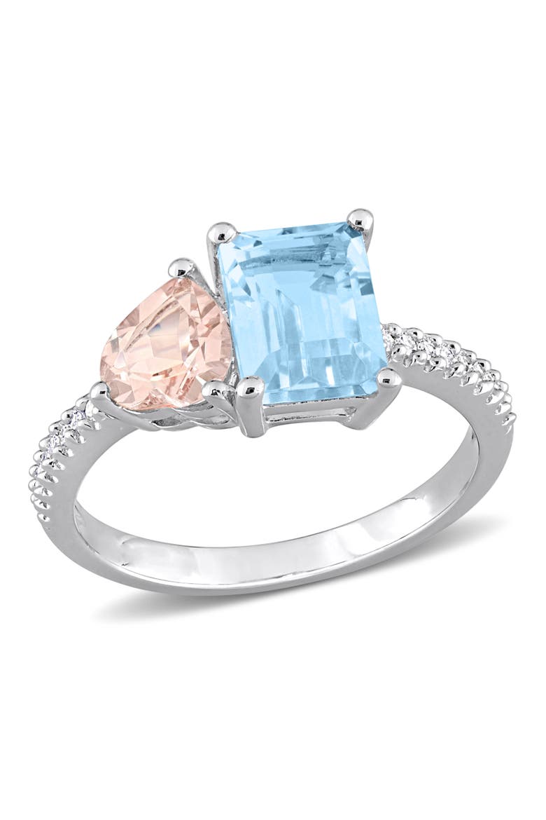 Topaz, Morganite & Diamond 2-Stone Ring, Main, color, Topaz