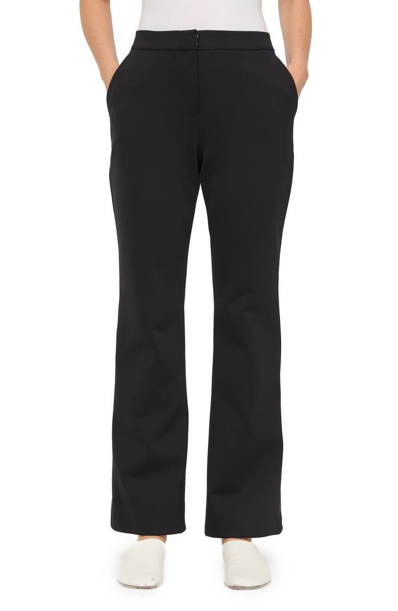 Lafayette 148 New York Gates Scuba Knit Flare Leg Pants, Main, color, Black