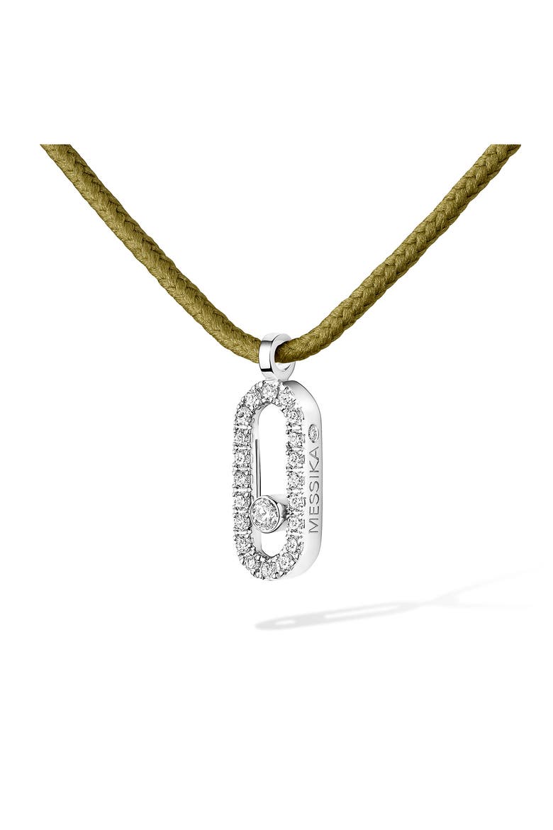 Care Diamond Pavé Pendant Cord Necklace, Alternate, color, WHITE GOLD