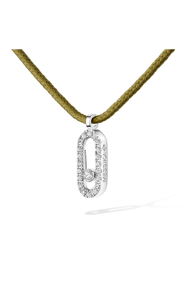 Messika Care Diamond Pavé Pendant Cord Necklace, Alternate, color, White Gold