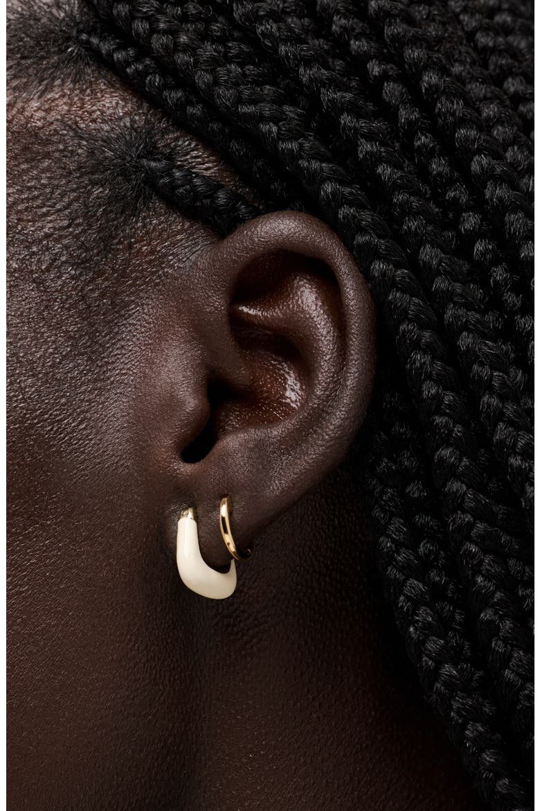Dakota Mini Huggie Hoop Earrings, Alternate, color, GOLD / WHITE