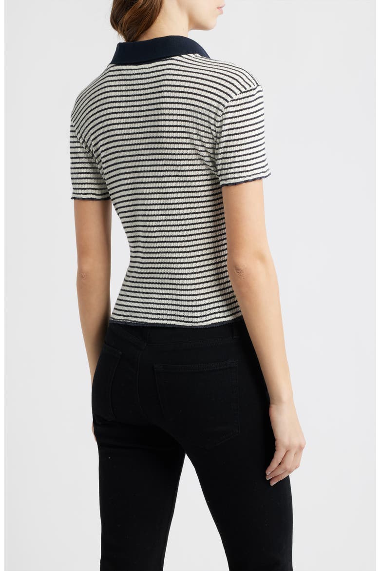 Stripe Crop Pointelle Polo, Alternate, color, NAVY MULTI