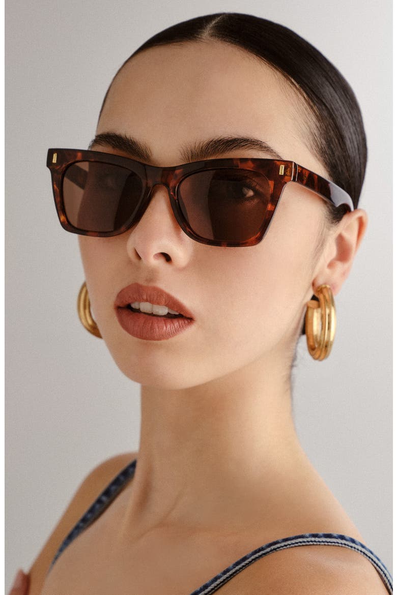 Bellatrix 48mm Gradient Small Cat Eye Sunglasses, Alternate, color, DARK TORT/BROWN MONO POL