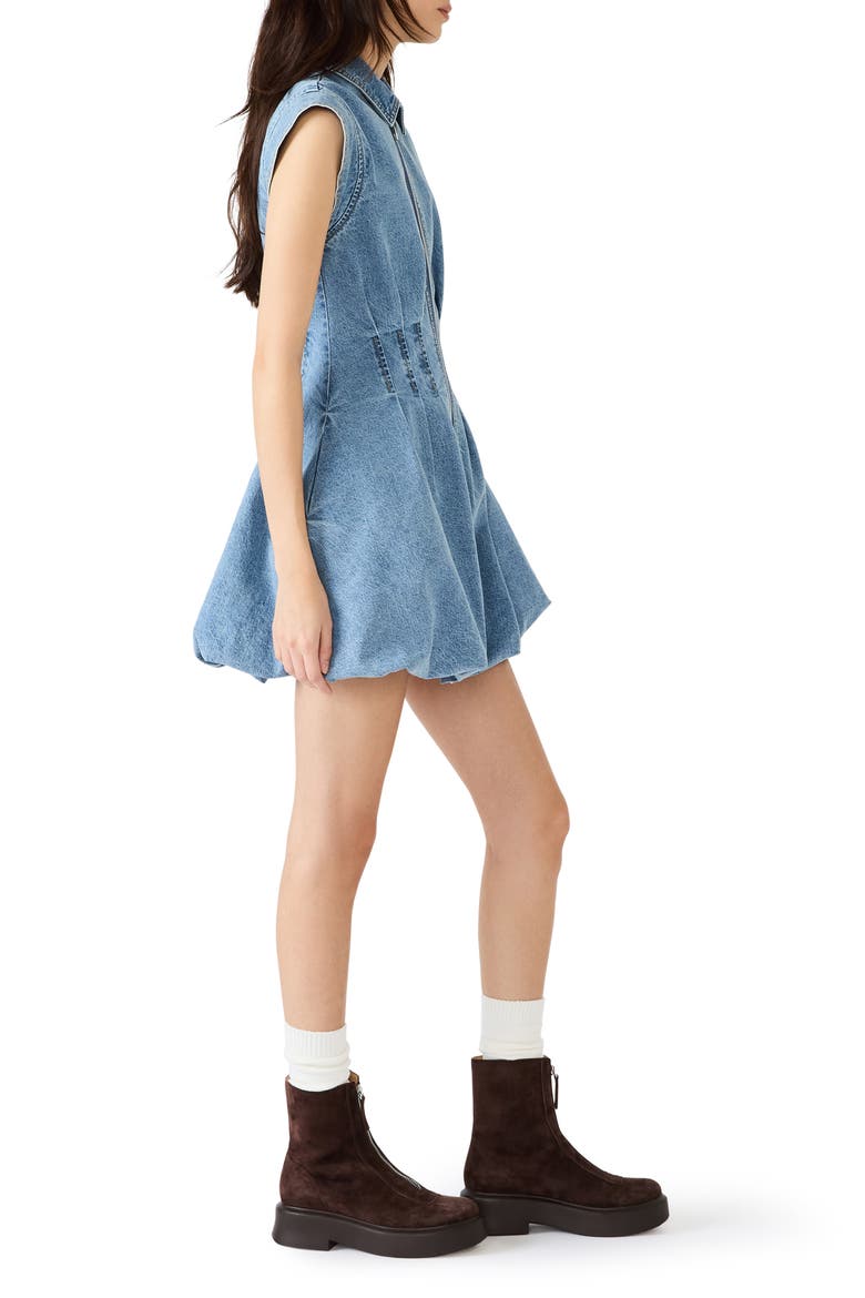 Dyanne Pleated Bubble Hem Denim Minidress, Alternate, color, FOREVER BLUE