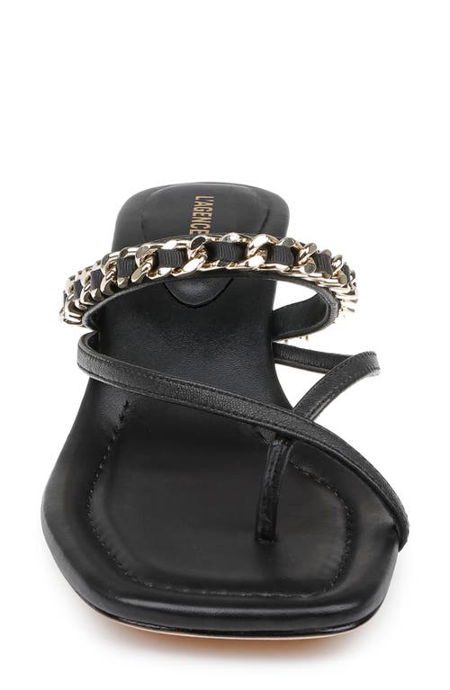 L Agence L'agence Georgette Kitten Heel Slide Sandal In Black Leather