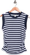 Caslon® Side Ruched Cotton Blend Tank