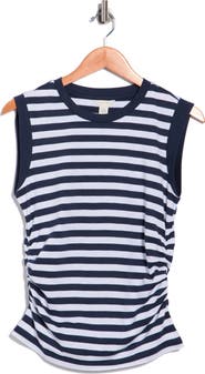 Caslon® Side Ruched Cotton Blend Tank