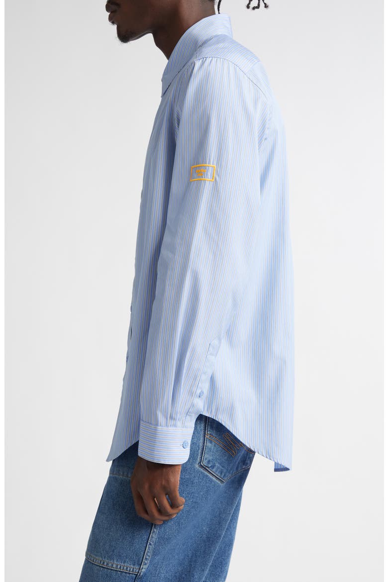 Classic Logo Pinstripe Button-Up Shirt, Alternate, color, BLUE-WHITE STRIPE