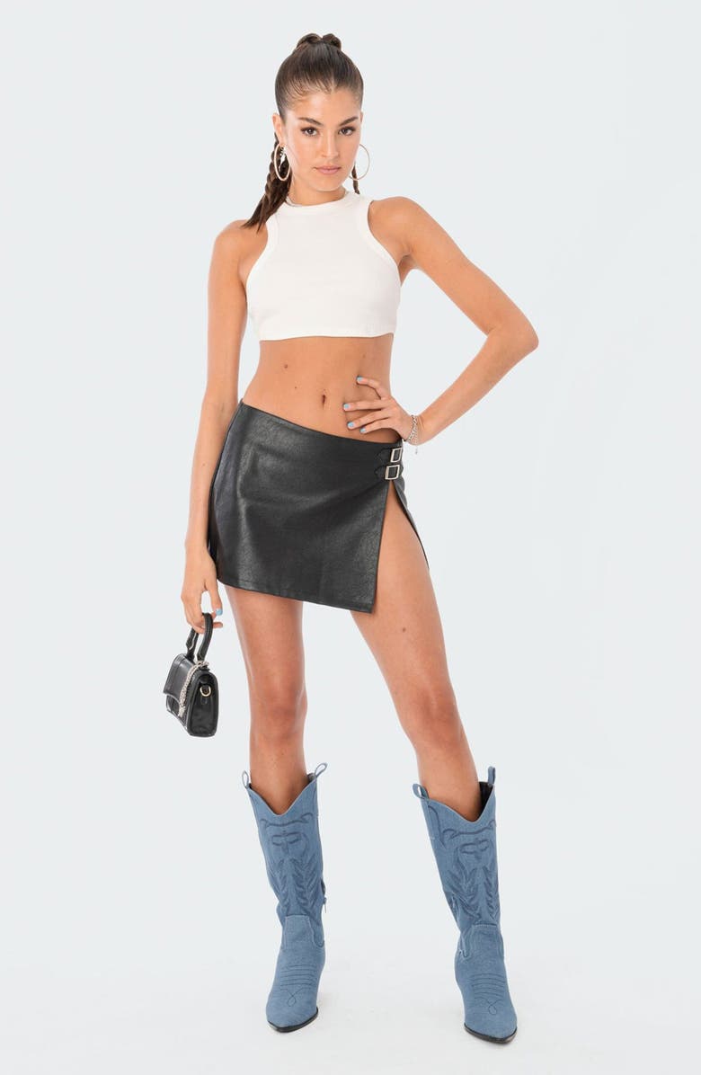 EDIKTED Gwyneth Faux Leather Skirt, Alternate, color,