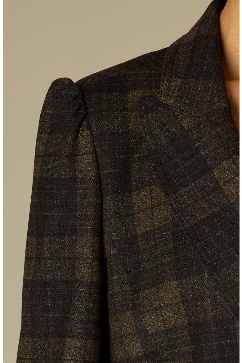 Plaid Puff Shoulder Blazer, Alternate, color, NAVY GINGER SNAP MULTI