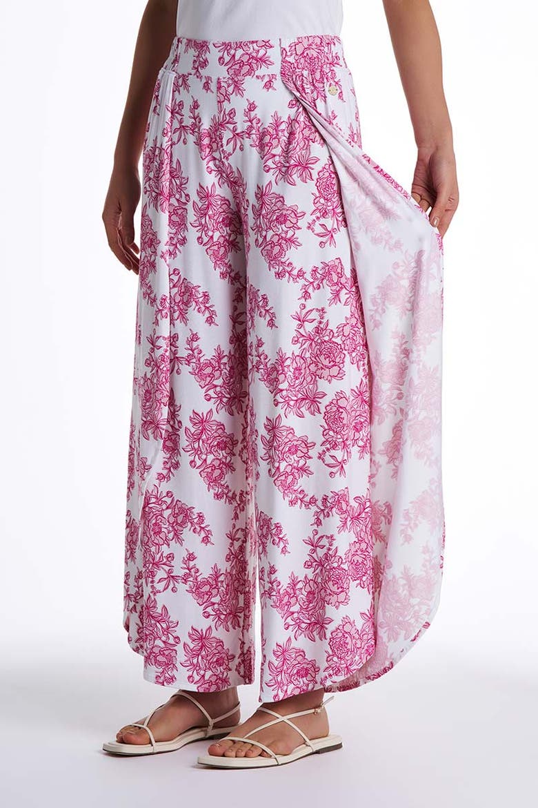 Women's Lynsu Wide Leg Pants with Overlap Detail, UPF 50+ Sun Protection, Alternate, color, Fuchsia Pink