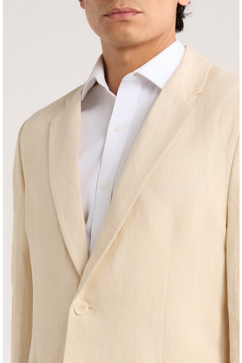 Tailored Fit Solid Linen Blazer, Alternate, color, CREAM