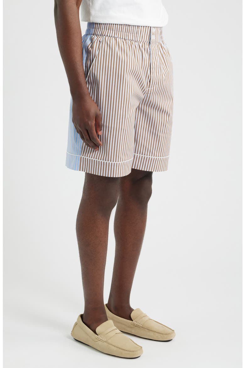 Stripe Stretch Cotton Blend Elastic Waist Shorts, Alternate, color, RUBBER