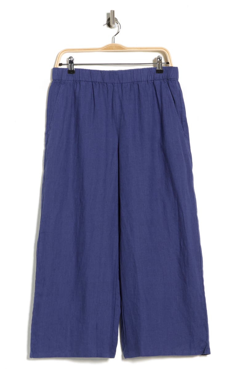 Eileen Fisher Organic Linen Crop Wide Leg Pants, Main, color, Bluette
