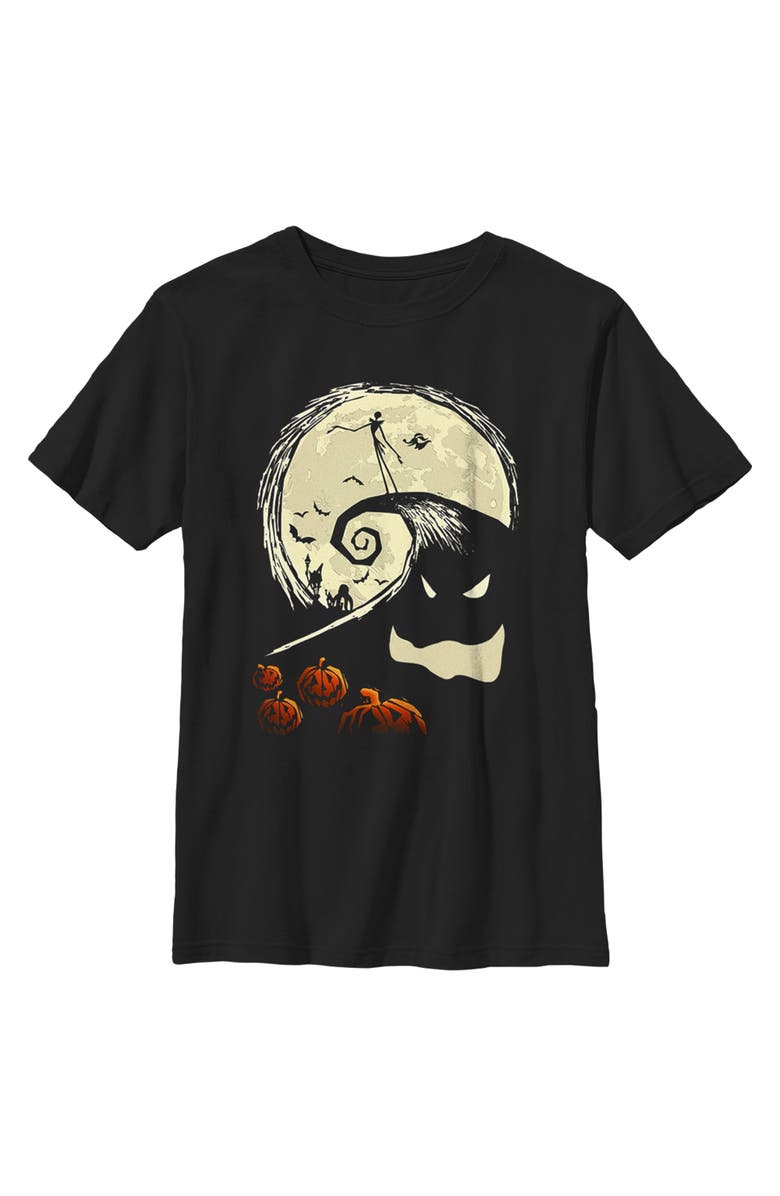 The Nightmare Before Christmas Boy's The Nightmare Before Christmas Spiral Hill Scene Graphic T-Shirt, Main, color, Black