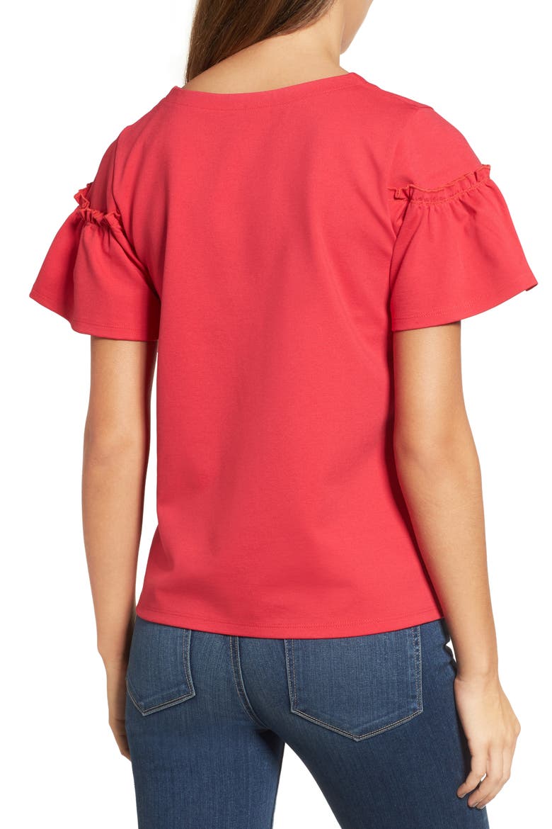 Ruffle Sleeve Top, Alternate, color, PINK RASPBERRY