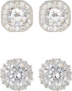 Adornia Set of 2 Assorted Crystal Halo Stud Earrings