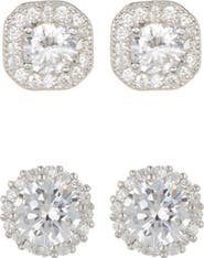 Adornia Set of 2 Assorted Crystal Halo Stud Earrings