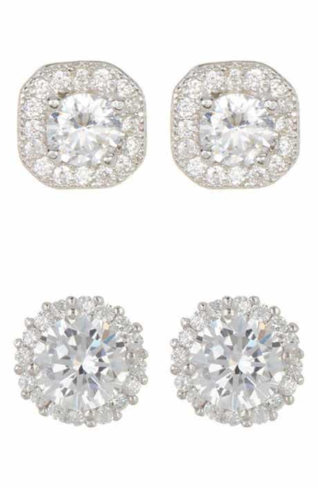 Adornia Set of 2 Assorted Crystal Halo Stud Earrings