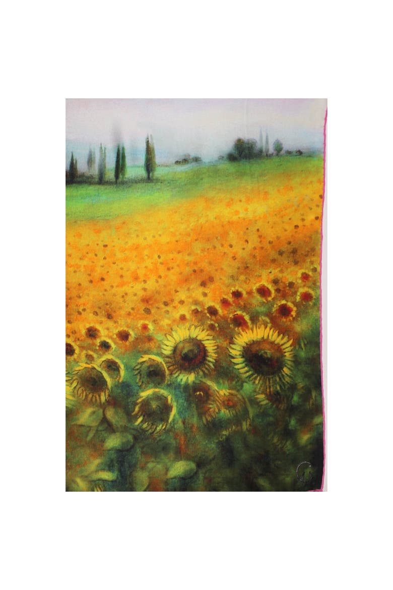 Girasoli Sunflower Silk Satin Scarf, Alternate, color, yellow